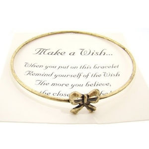 Make a Wish Antiqued Finish Bracelet - (Bow)